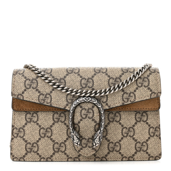 GUCCI  GG Supreme Monogram Super Mini Dionysus Shoulder Bag Taupe