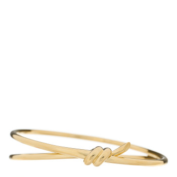  TIFFANY 18K Yellow Gold Double Row Knot Hinged Bangle Bracelet