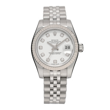 Rolex stainless steel watch with diamonds