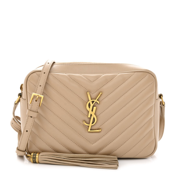  SAINT LAURENT Calfskin Matelasse Monogram Lou Camera Bag Nude Powder