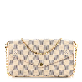 LOUIS VUITTON Damier Azur Pochette Felicie Chain Wallet Rose Ballerine