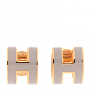 Hermes Gold Lacquered Mini Pop H Earrings Marron Glace