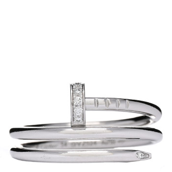 CARTIER 18K White Gold Diamond Double Wrap Juste Un Clou Ring 54 6.75