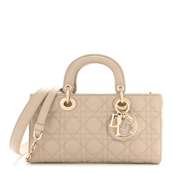 Christian Dior Lambskin Cannage Medium Lady D-Joy Sand