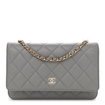 CHANEL Caviar Quilted Wallet On Chain WOC Grey