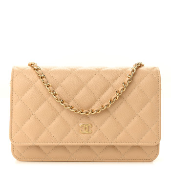 Chanel Caviar Quilted Wallet On Chain WOC Beige