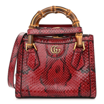 Gucci Snakeskin Mini Diana Tote Bag Red