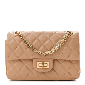 CHANEL Aged Calfskin Quilted 2.55 Reissue Mini Flap Beige