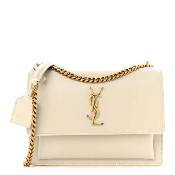 SAINT LAURENT Calfskin Medium Monogram Sunset Crema Soft