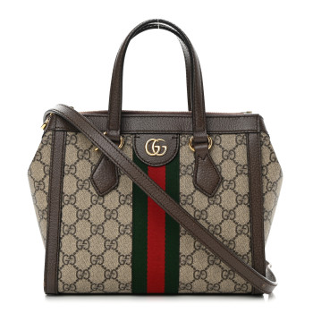 GUCCI GG Supreme Monogram Small Ophidia Tote Bag Brown