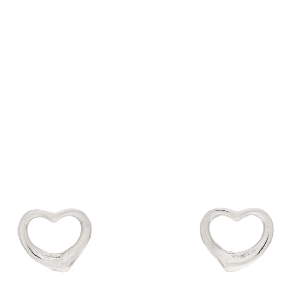 TIFFANY Sterling Silver 16mm Elsa Peretti Open Heart Earrings