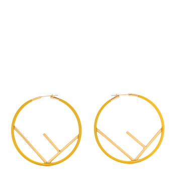  FENDI Metal Enamel Large F is Fendi Hoop Earrings Yellow Gold