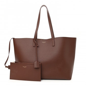 Saint Laurent Calfskin Large Shopping Tote in Bordeaux color