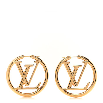 Louis Vuitton Wave Hoops Earrings Golden Metal