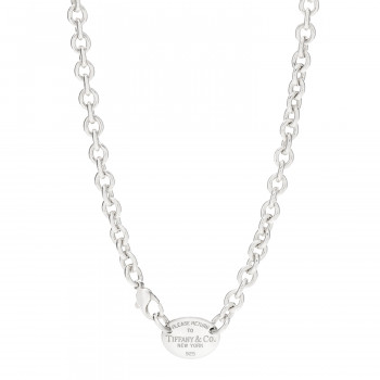 Tiffany Sterling Silver Return to Tiffany Oval Tag Choker Necklace