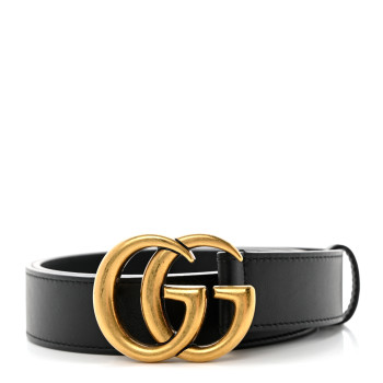  GUCCI Calfskin Double G 30mm Belt 85 34 Black