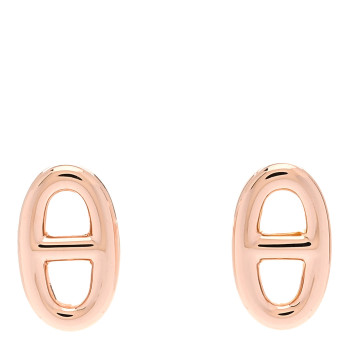HERMES 18K Rose Gold TPM Chaine D'Ancre Stud Earrings
