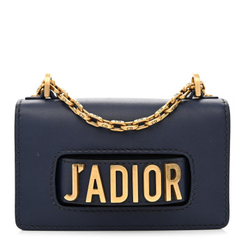 CHRISTIAN DIOR Calfskin Mini J'Adior Chain Flap Bag Navy Blue