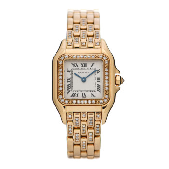 Cartier 18K Yellow Gold Diamond Pave 22mm Panthere Quartz Watch