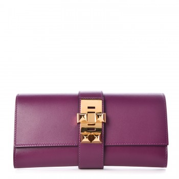 Hermes purple clutch bag with rose gold hardware