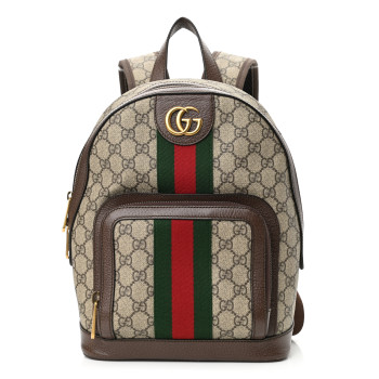  GUCCI GG Supreme Monogram Calfskin Web Small Ophidia Day Backpack Beige Ebony New Acero