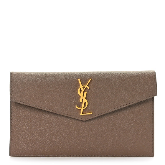 SAINT LAURENT Grain De Poudre Uptown Pouch Dark Beige