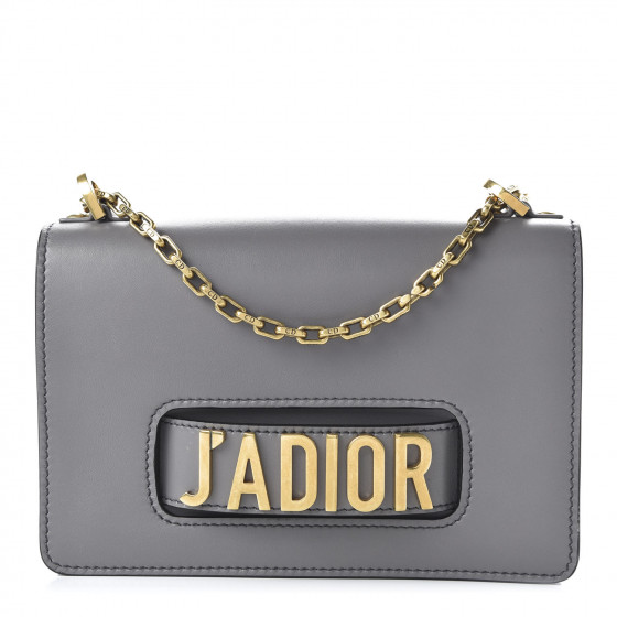 CHRISTIAN DIOR Calfskin Medium J'Adior Chain Flap Bag Iron Grey 