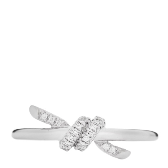  TIFFANY 18K White Gold Diamond Small Knot Ring