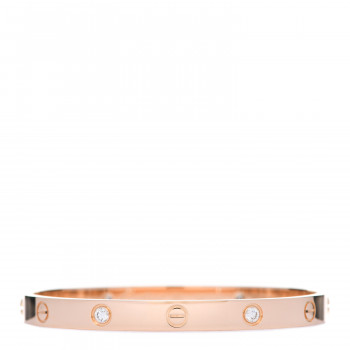  CARTIER 18K Pink Gold 4 Diamond LOVE Bracelet 18