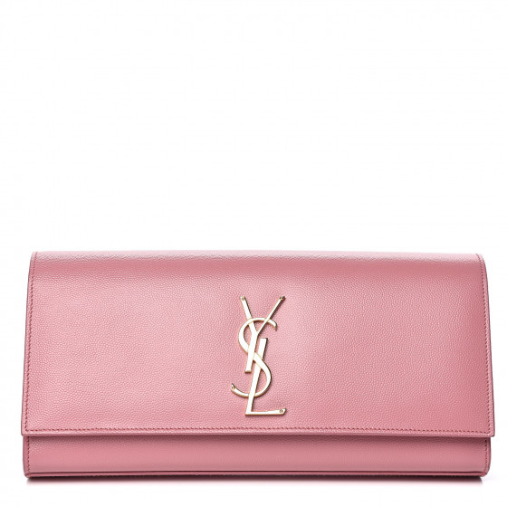 Saint Laurent Grain De Poudre Classic Monogram Cassandre Clutch Pink