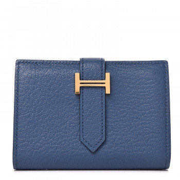 Hermes Chevre Mysore Mini Bearn Wallet Bleu Agate