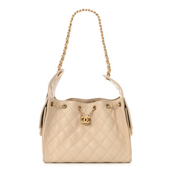 CHANEL Caviar Quilted Small Chanel 25 Handbag Beige