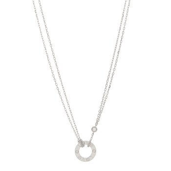  CARTIER 18K White Gold 2 Diamond LOVE Necklace