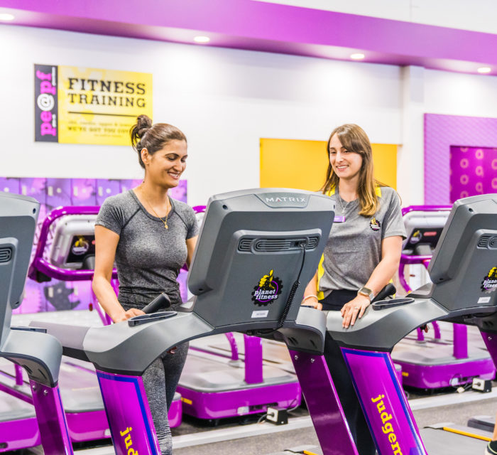 Women running on a treadmill