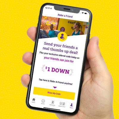 Planet Fitness Mobile应用程序带有推荐朋友功能共享选项