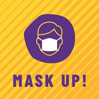 Mask Up! Cartoon face wearing mask