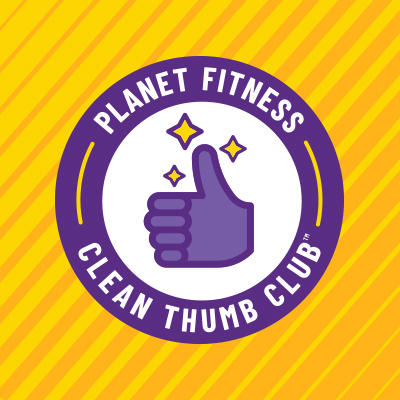 Planet Fitness Clean Thumb Club with purple sparkling clean thumb