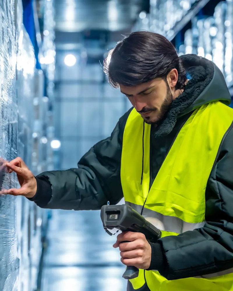 warehouse-worker-scanning-cargo-in-cold-storage