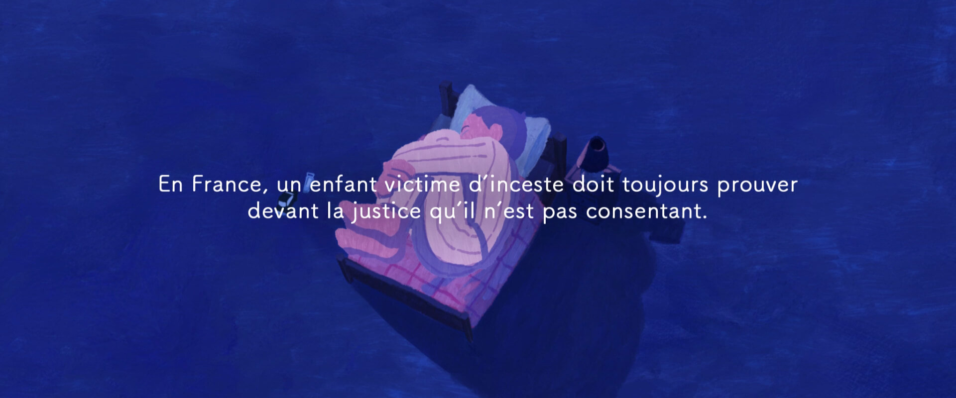 Illustration: a boy too big in a tiny bed