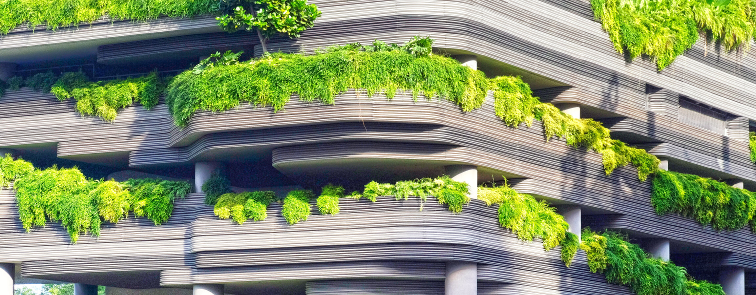 Layered green space on a building
