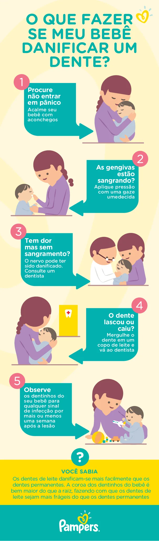 5 passos do que fazer quando o bebê lesiona um dente