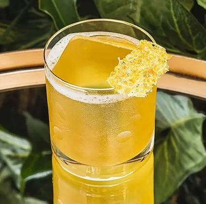 Vinicius Demian afuera al sol con vodka Ketel One y un cóctel