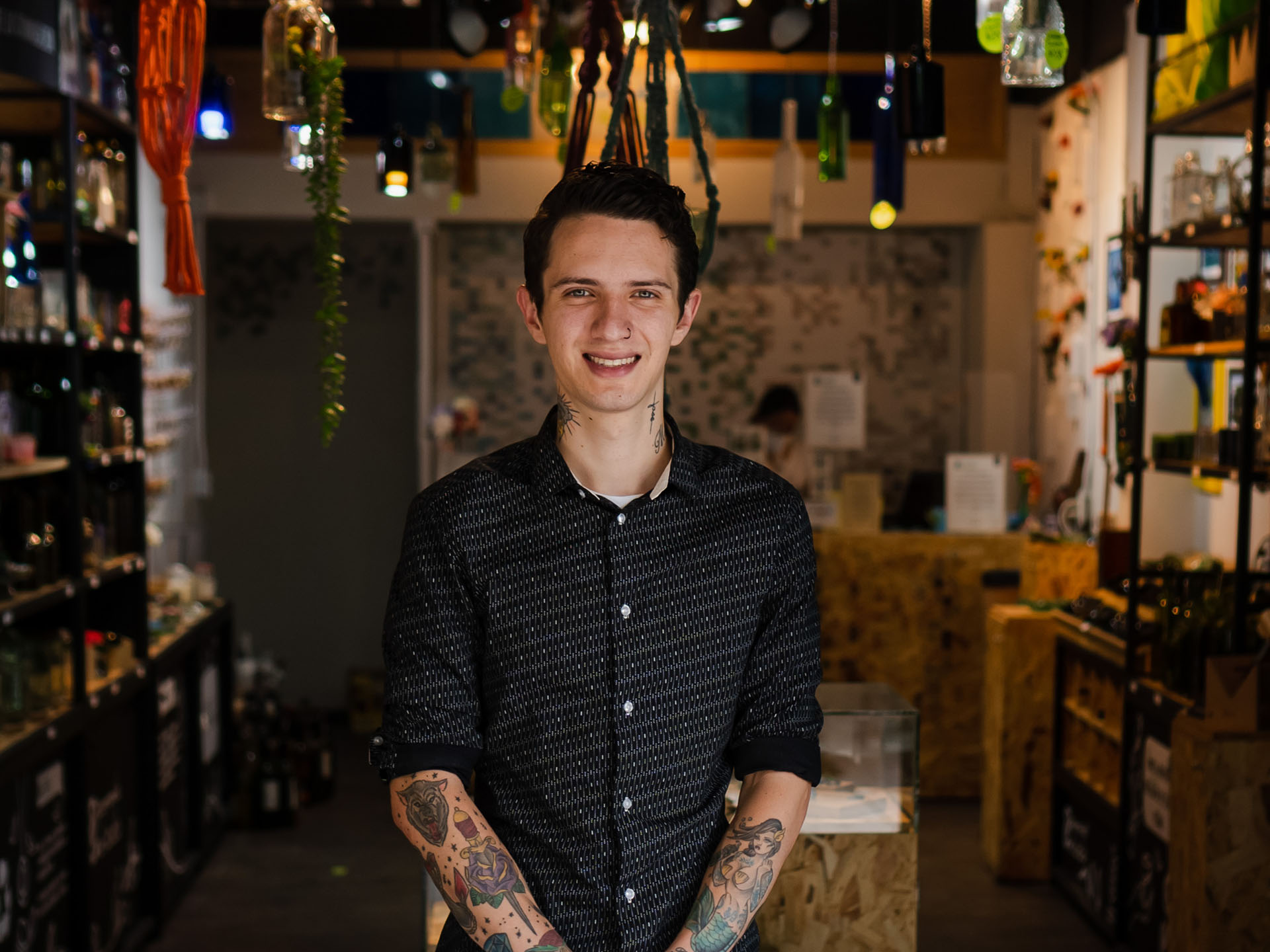 Jaime Morales smiling in a bar