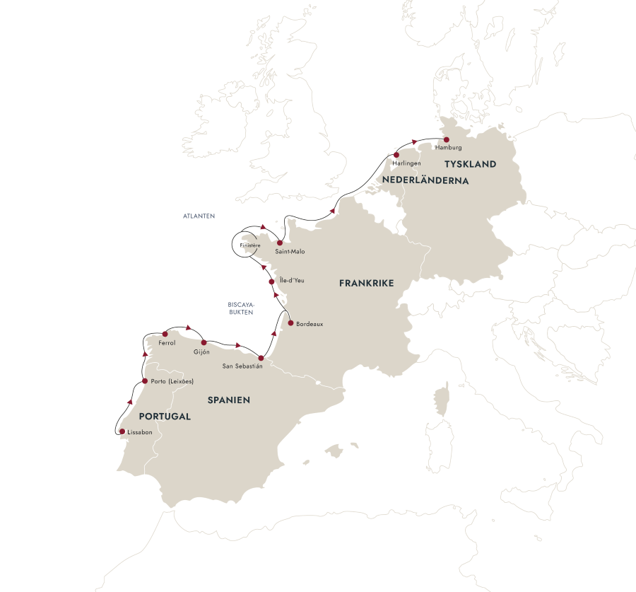 Europe’s Atlantic Highlights - From Lisbon to Hamburg Itinerary Map