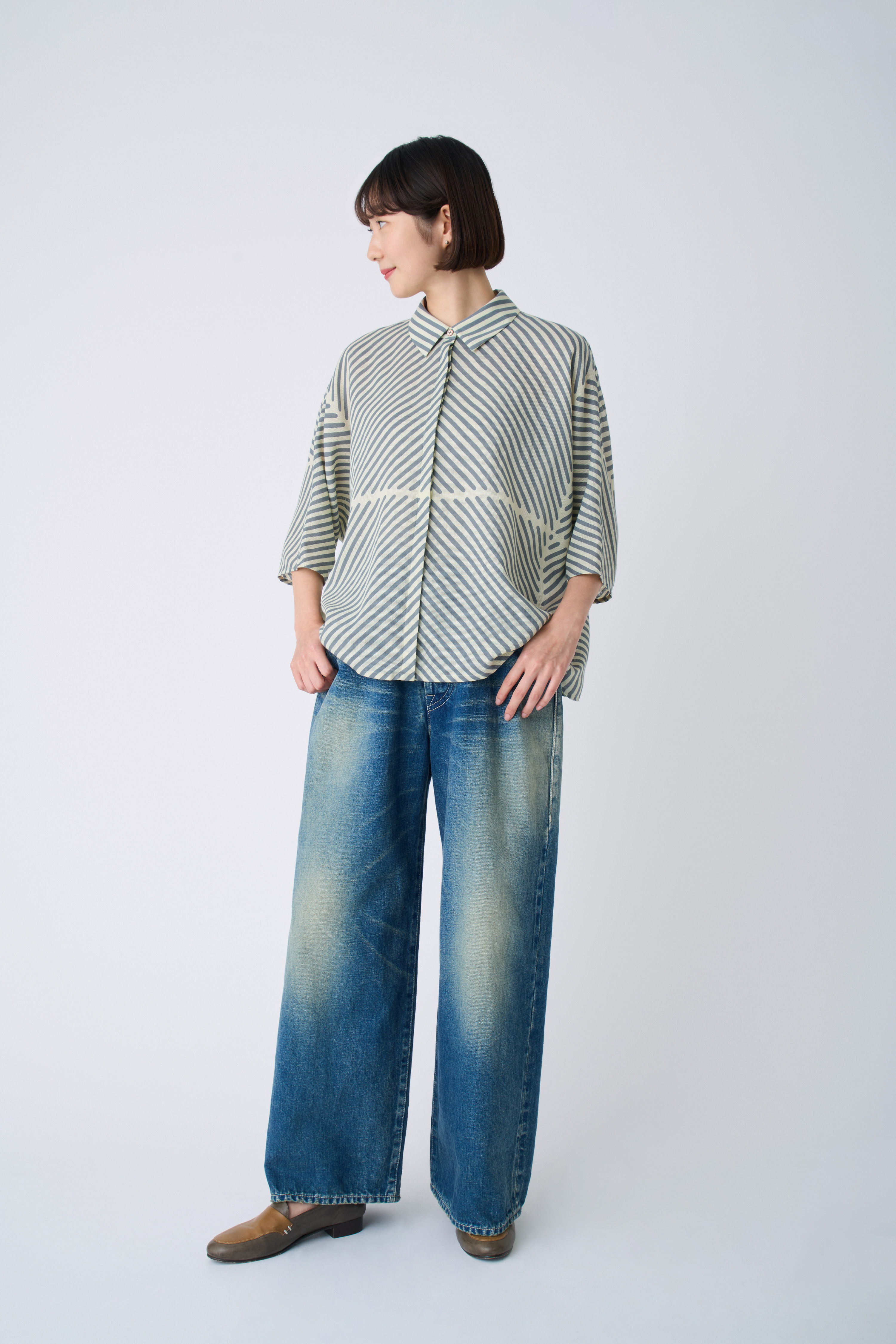 Luuu　オーダー分　受注製作　ミナペルホネン　ハンドメイドブラウス stick slash ドルマンスリーブブラウス - minä perhonen