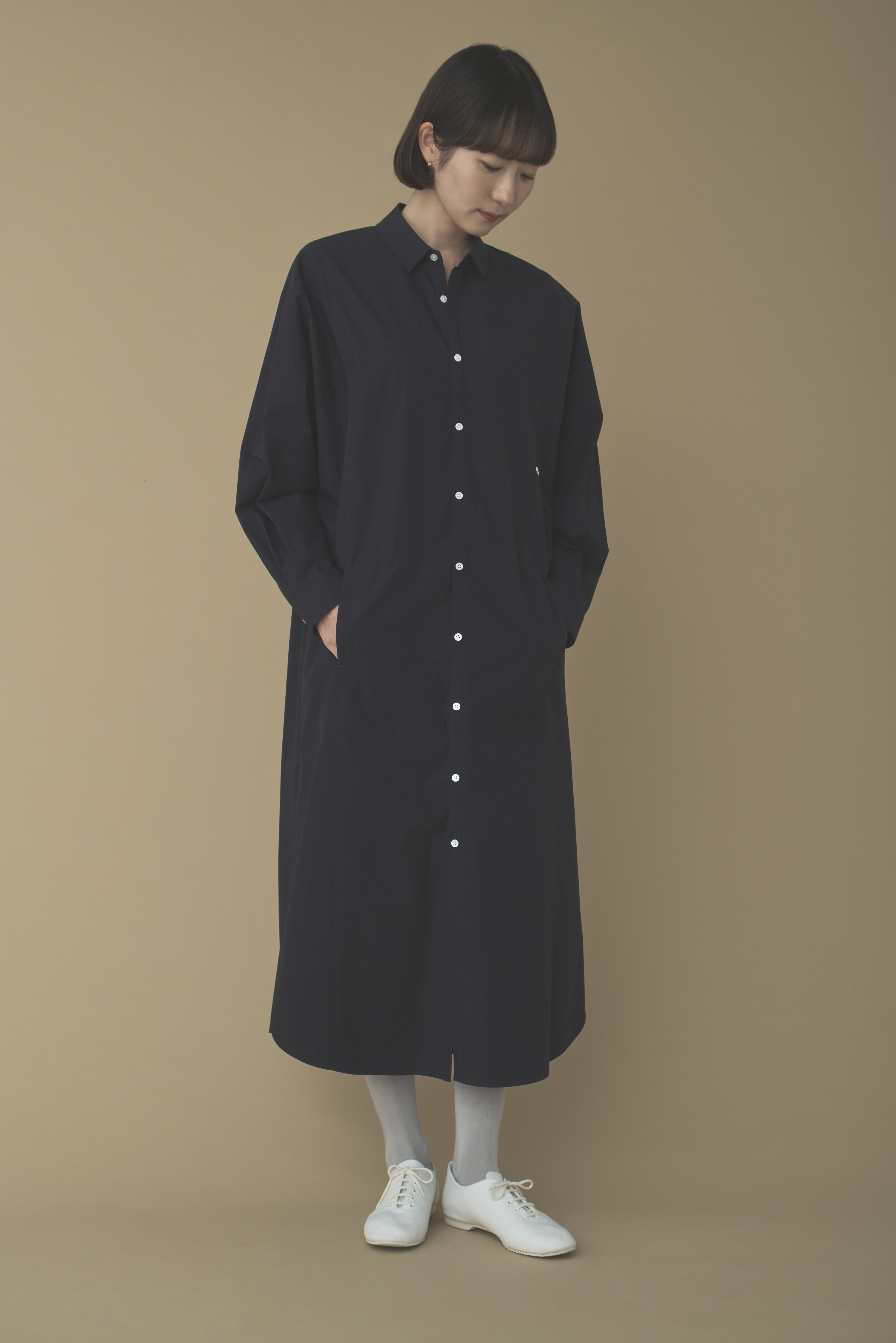 日本未上陸 REISS*Aubrey プリーツウエストシャツフレアドレス S-LL】共布ベルト付き サイドプリーツ切り替えスカート（ミモレ