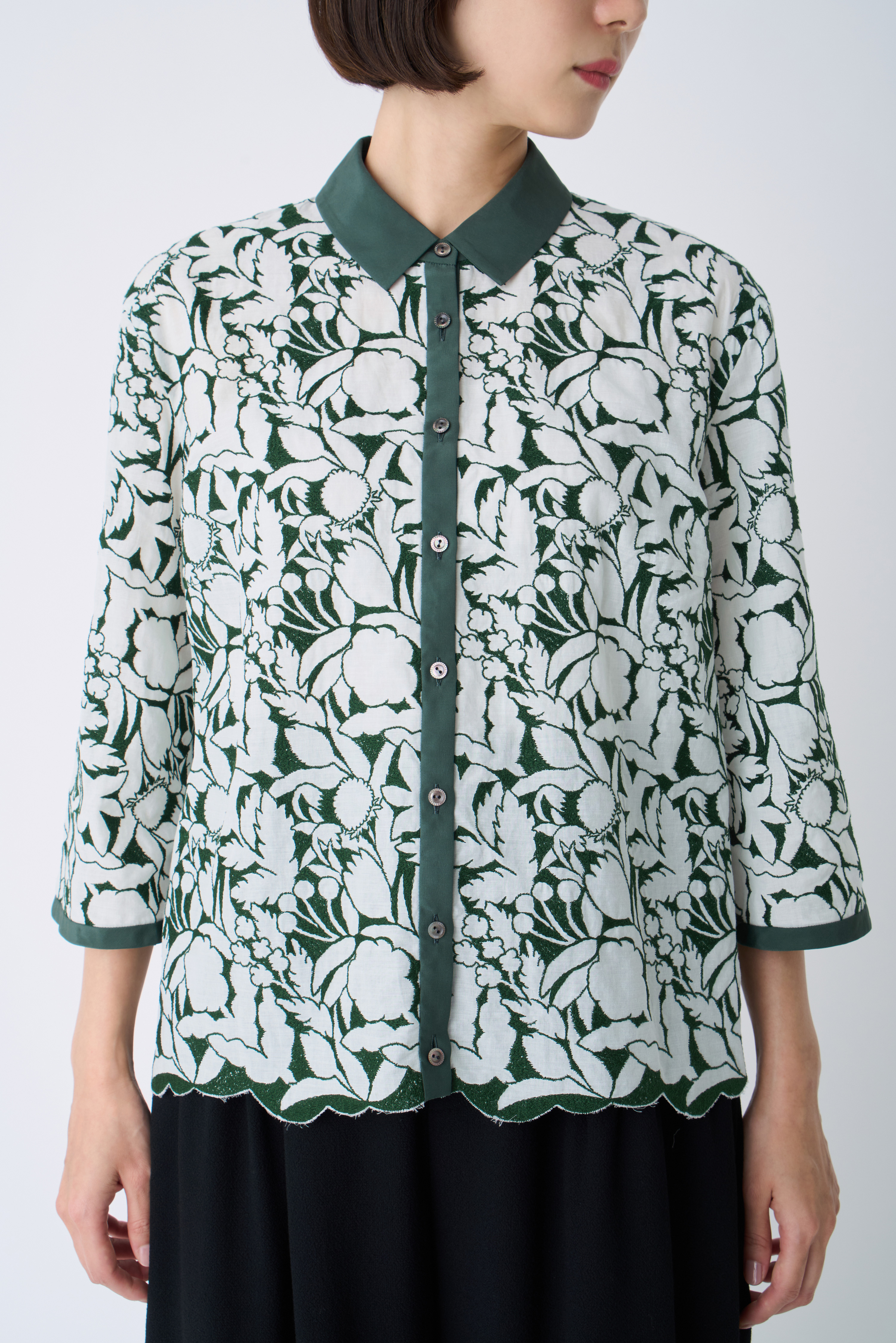 minä perhonen チェック柄 ブラウス　シャツ フレアスリーブ　日本製 minä perhonen チェック柄 ブラウス シャツ フレアスリーブ 日本製