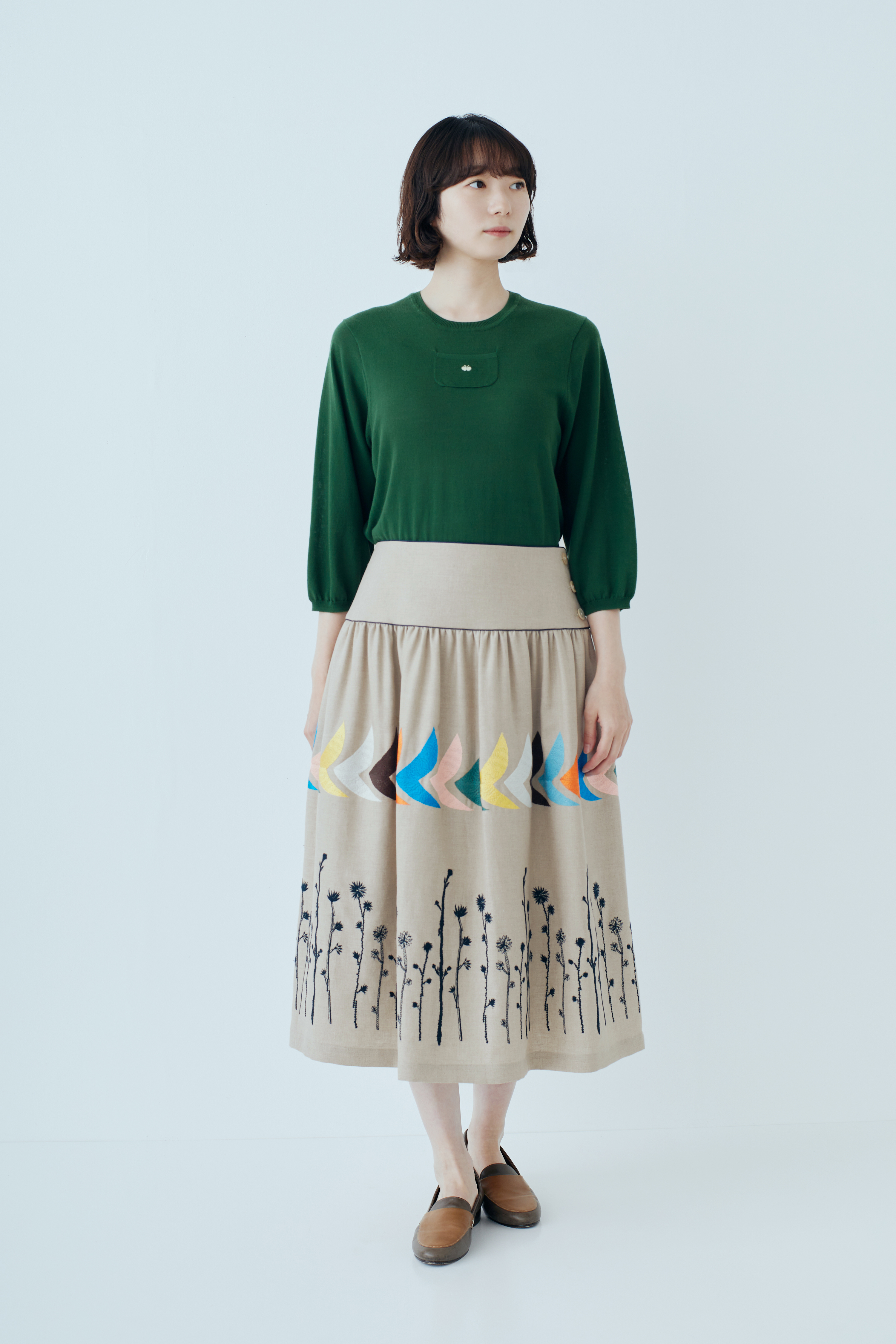 ミナペルホネン minä perhonen birdbird 刺繍フレアスカート