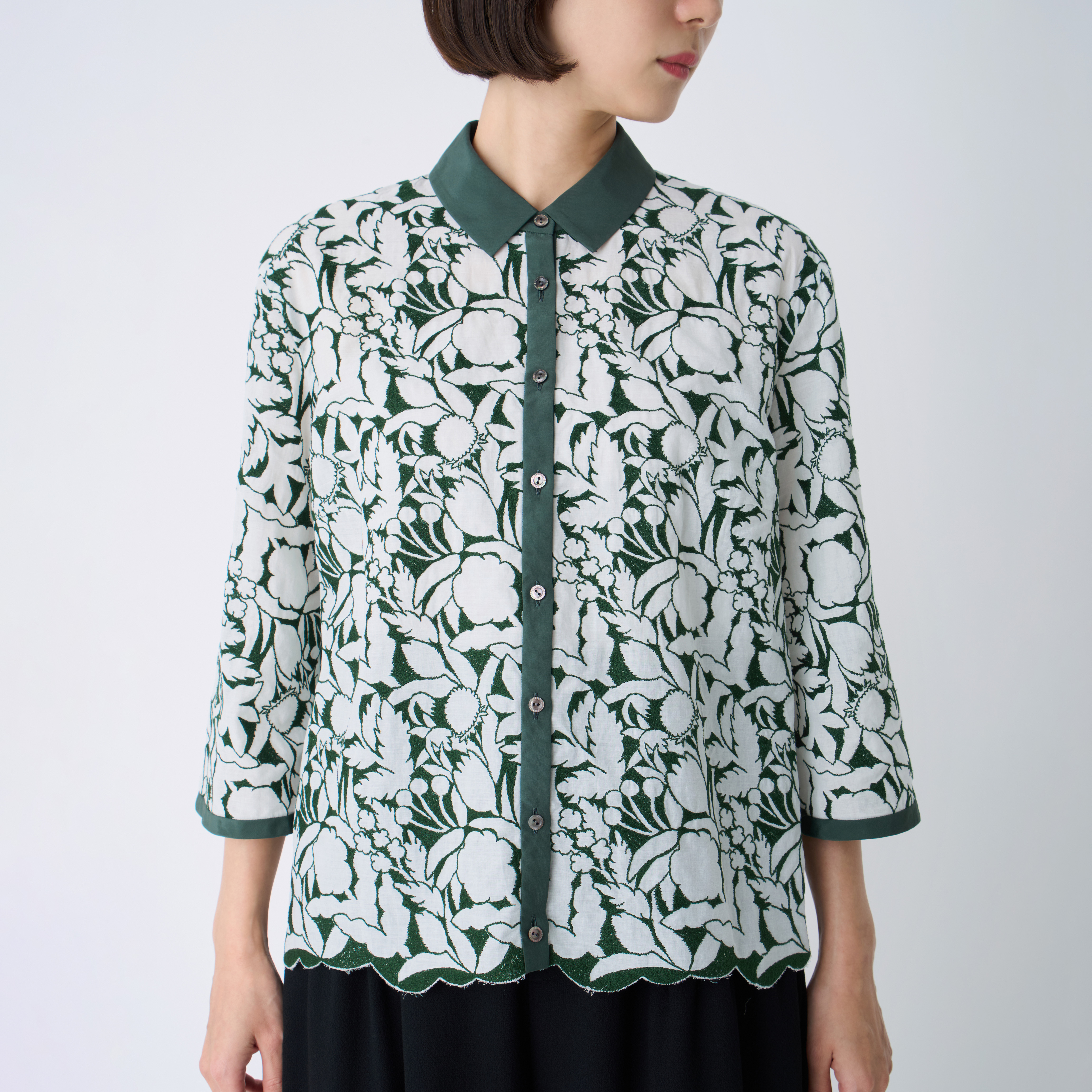 minä perhonen チェック柄 ブラウス　シャツ フレアスリーブ　日本製 minä perhonen チェック柄 ブラウス シャツ フレアスリーブ 日本