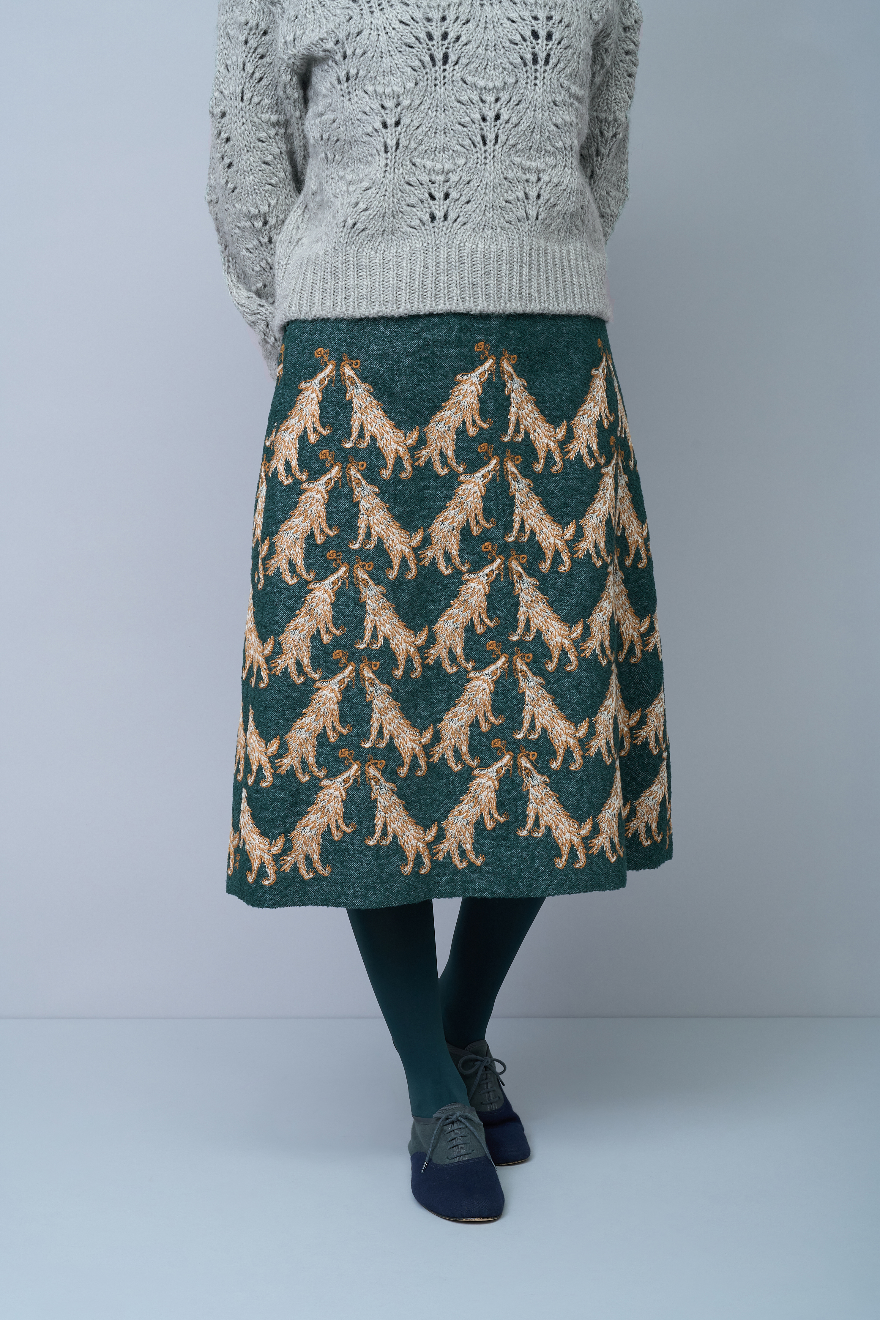 wolf & flower セミフレアスカート - minä perhonen